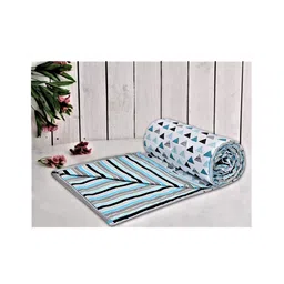 Trance Home Linen Pure Cotton Reversible Dohar Single Bed Size AC Blanket - Blue Black-image-3