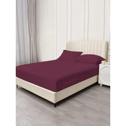 Trance Home Linen Purple 400 TC King Fitted Bedsheet with 2 Pillow Covers-picture-29