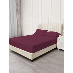 Trance Home Linen Purple 400 TC Single Fitted Bedsheet with 1 Pillow Cover-picture-37