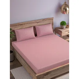 Trance Home Linen Rose Printed Cotton 300 TC Fitted Queen Bedsheet Set- 1.90 m x 1.52 m-picture-35