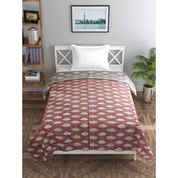 Trance home Linen Royal Peach Cream 210 GSM Pure Cotton Reversible Single Bed Size Dohar-picture-25