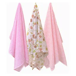 Trance Home Linen Super Soft Cotton Malmal Swaddle Cloth Pack of 3 - Stars & Clouds-picture-20