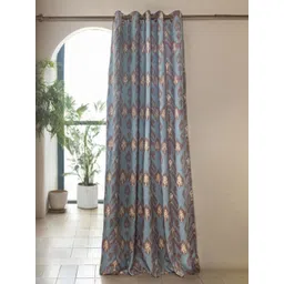 Tranquebar Home Blue & Maroon Geometric Printed Black Out Window Curtains-picture-17
