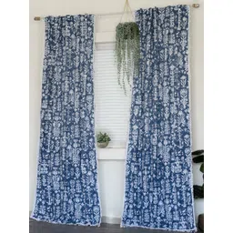 Tranquebar Home Blue & White Geometric Room Darkening Door Curtain-picture-34