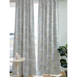 Tranquebar Home Silver-Toned & Brown Floral Black Out Window Curtain-picture-18