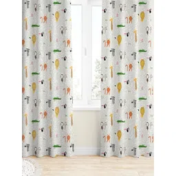 Tranquebar Home White & Orange 2 Pieces Abstract Printed Room Darkening Long Door Curtains-picture-16