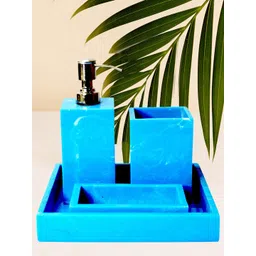 Tranquil square Set of 4 Blue Resin Bathroom Accessory-picture-38
