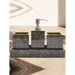 Tranquil square Set of 4 Navy Blue Resin Bathroom Accessory-picture-16