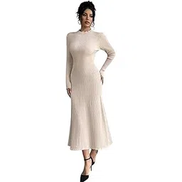 traquila High Neck Full Sleeve Full Length Dress for Women-picture-55