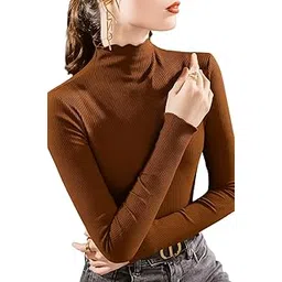 traquila Pack of 3 Turtle Neck High Neck Tops T-Shirts for Women | Cotten Blend | Knitted top with Long Sleeves | Casually wear-picture-32