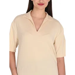TRAQUILA Polo Collar Drop-Shoulder Sleeves Relaxed Fit Cotton T-shirt image 3