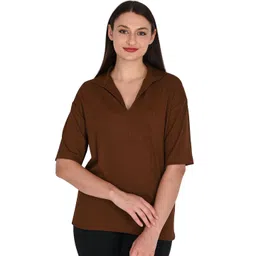 TRAQUILA Women Solid Cotton Short Sleeves Regular Top-picture-10