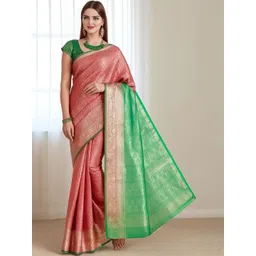 TRAQUILA Women Woven Design Zari Banarasi Saree-picture-36
