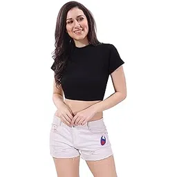 trasa Women’s Rib Knitted 100 Percent Cotton Racer Back Crop Tank Top with Short Sleeve - Available Sizes -XS, S, M,L,XL,2XL-picture-30