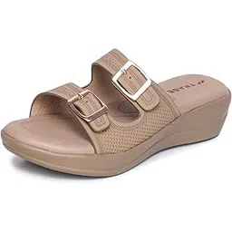 trase Stylish Double Strap Wedges Heels Sandals for Women | Comfortable & Lightweight Slip-On Footwear for Girls | Ladies Fashion Sandal for Party, Office & Casual Use-picture-18