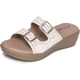 trase Stylish Double Strap Wedges Heels Sandals for Women | Comfortable & Lightweight Slip-On Footwear for Girls | Ladies Fashion Sandal for Party, Office & Casual Use-picture-17