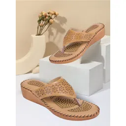 TRASE Women Beige Floral Textured Ally Open Toe Flats-picture-31