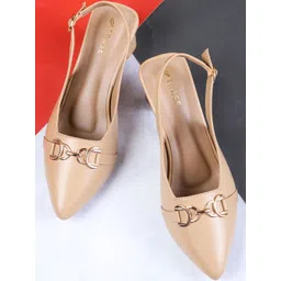 TRASE Women Beige Solid Synthetic Leather Block Heels-picture-22