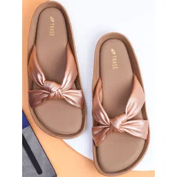 TRASE Women Rose Gold Open Toe Slip On Flats-picture-30