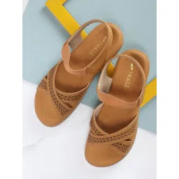 Trase Women's Beige Ankle Strap Wedges-picture-35