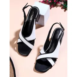 Trase Women's Black & White Back Strap Sandals-picture-32