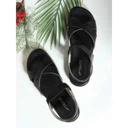 Trase Women's Black Ankle Strap Wedges-picture-27