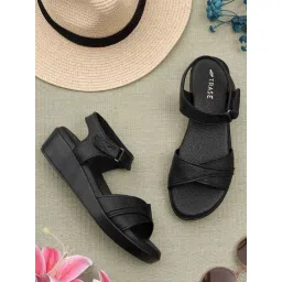 Trase Women's Black Ankle Strap Wedges-picture-25