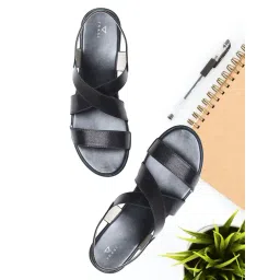 Trase Women's Black Cross Strap Wedges-picture-30