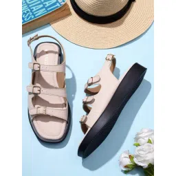 Trase Women's Cream Ankle Strap Wedges-picture-22