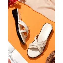 Trase Women's Cream Cross Strap Wedges-picture-37