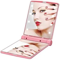 Travel Makeup Mirror Handheld Mirrors with 8 Dimmable Led Lights Compact Folding Portable Mirror Pocket Purse Size-picture-20