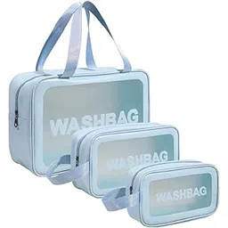 Travel Toiletry Bags Set, 3 Piece Waterproof Washbags, Cosmetic Makeup Organiser Pouches, Light Blue-picture-27