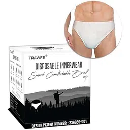 trawee (disposable underwears) Travel Disposable Brief Underwear for Men for Regular Use, Trekking, Camping, Spa, Herbal Treatments, Hospital Stay or Incontinence. Cotton Like Comfort with Body Hugging FIT (L, 8) White-picture-26