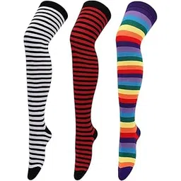 trazo Women's Thigh High Socks Over the Knee High Knitted Casual Boot Socks, Stiped Long Fashionable Stockings-picture-12