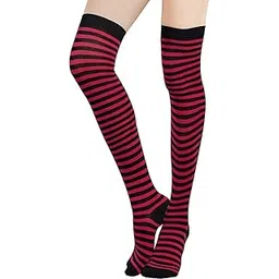 trazo Women's Thigh High Socks Over the Knee High Knitted Casual Boot Socks, Striped Long Fashionable Stockings Pack of 1-picture-16