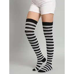 trazo Women's Thigh High Socks Over the Knee High Knitted Casual Boot Socks, Stiped Long Fashionable Stockings image 3