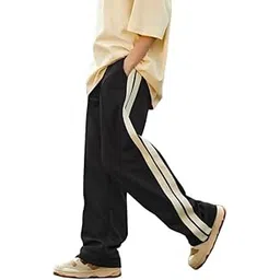 TreadDown Men's Loose Fit Dual Stripe Track Pants | Cotton Joggers with Elastic Waistband & Pockets | Comfortable Gym, Running & Casual Wear-picture-32