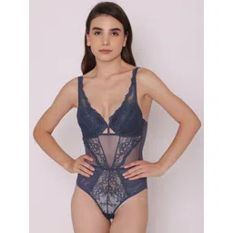 Treasure chest Selena Self-Design Lace Bodysuit with Plunge Neckline-picture-35