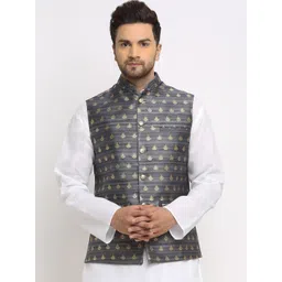 TREEMODA Ethnic Motif Woven Design Nehru Jackets-picture-16