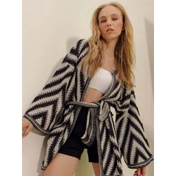 Trend Alacati stili Ribbed Longline Belted Front-Open Sweater-picture-27