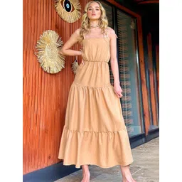 Trend Alacati stili Solid Cotton Shoulder Straps Maxi Dress-picture-10