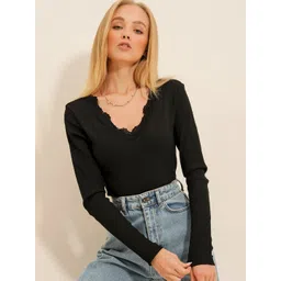 Trend Alacati stili Solid V-neck Top-picture-16