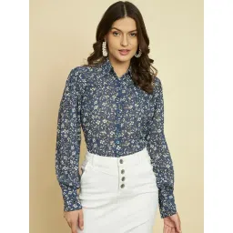 Trend Arrest Blue Floral Print Shirt-picture-33