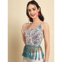 Trend Arrest Floral Printed Shoulder Straps Crop Top image 4