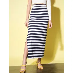 Trend Arrest Navy & White Striped A Line Maxi Skirt-picture-26