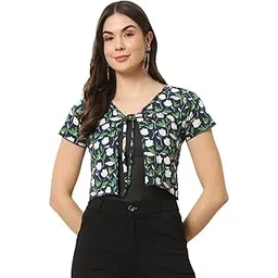 trend arrest Navy Blue Front Knot Shrug-picture-13