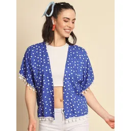 Trend Arrest Polka Dots Printed Shrug With Tasselled Hem-picture-26