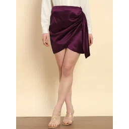Trend Arrest Satin Draped Mini Skirt-picture-31