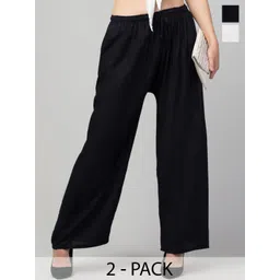 Trend Level Women Pack Of 2 Straight Mid Rise Palazzos-picture-30