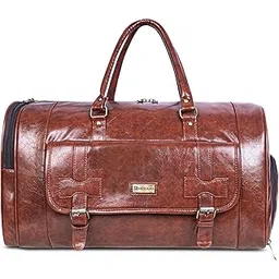 trendaura Premium Faux Leather Duffle Bag 40L for Travel – Waterproof Weekender Bag for Men & Women with Shoe Pocket | Large Size (Brown)-picture-31